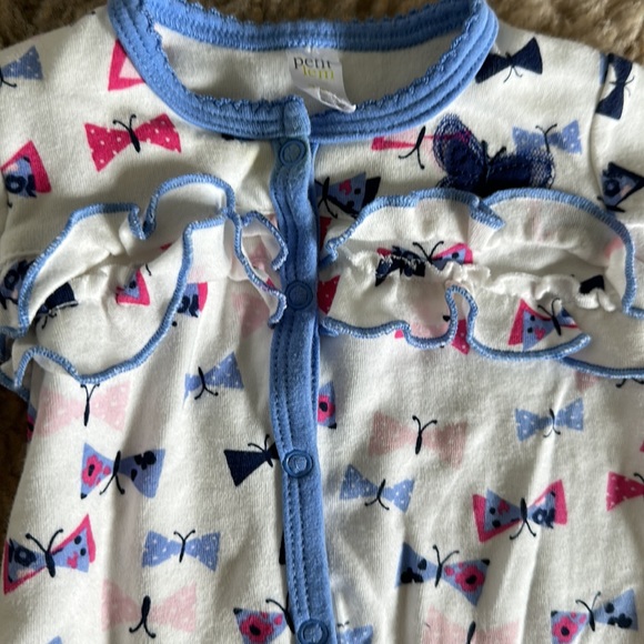 Petit lem white butterfly footie pajamas onesie 3 months - Picture 2 of 5